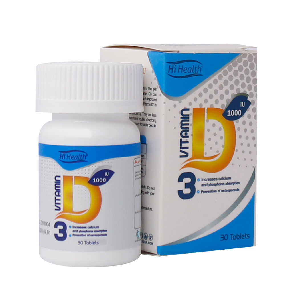 قرص ویتامین D3 های هلث 1000 واحد 30 عددی VITAMIN D3 HI HEALTH1000