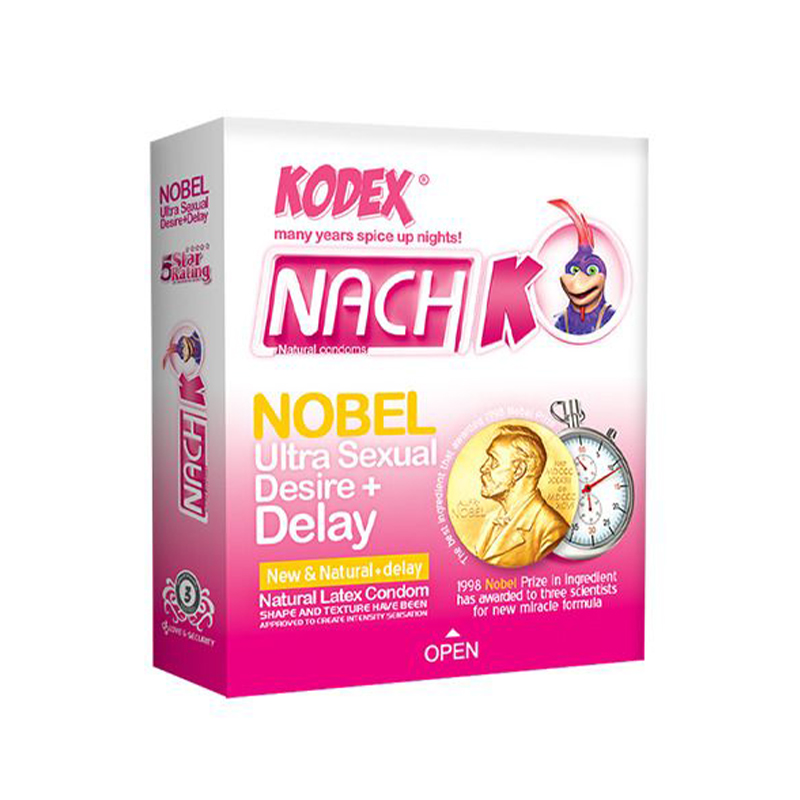 کاندوم تحریک کننده و تاخیری نوبل 3 عددی کودکس NOBEL CONDOM KODEX